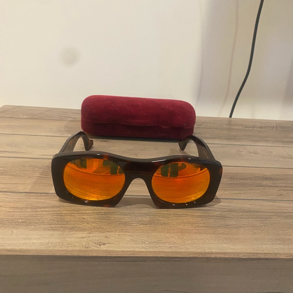 RUNWAY EXCLUSIVE!!! GUCCI Red Sunglasses with Orange Lenses.